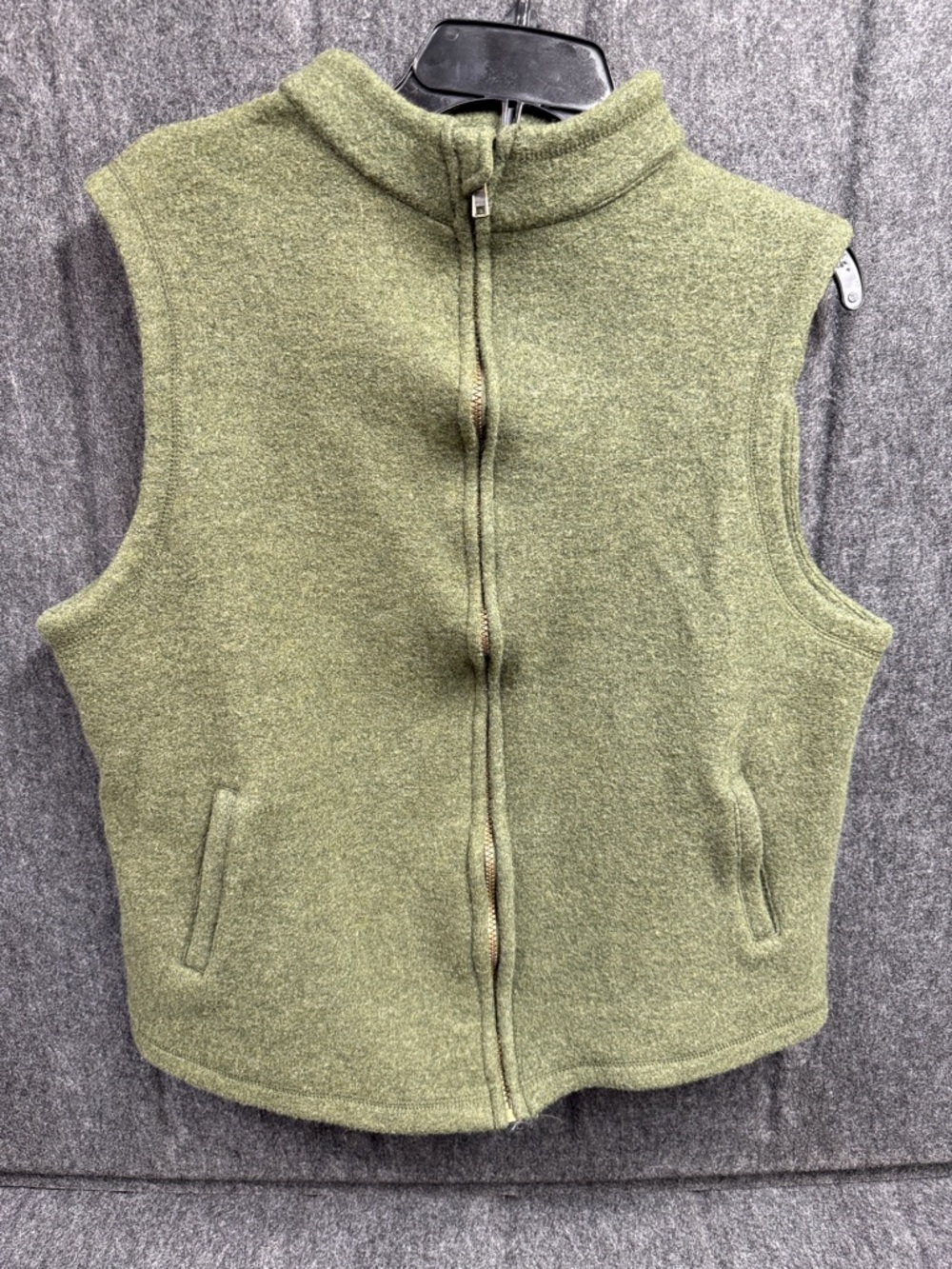 Orvis Olive Green Wool Vest with Colorful Fly Embroidery
